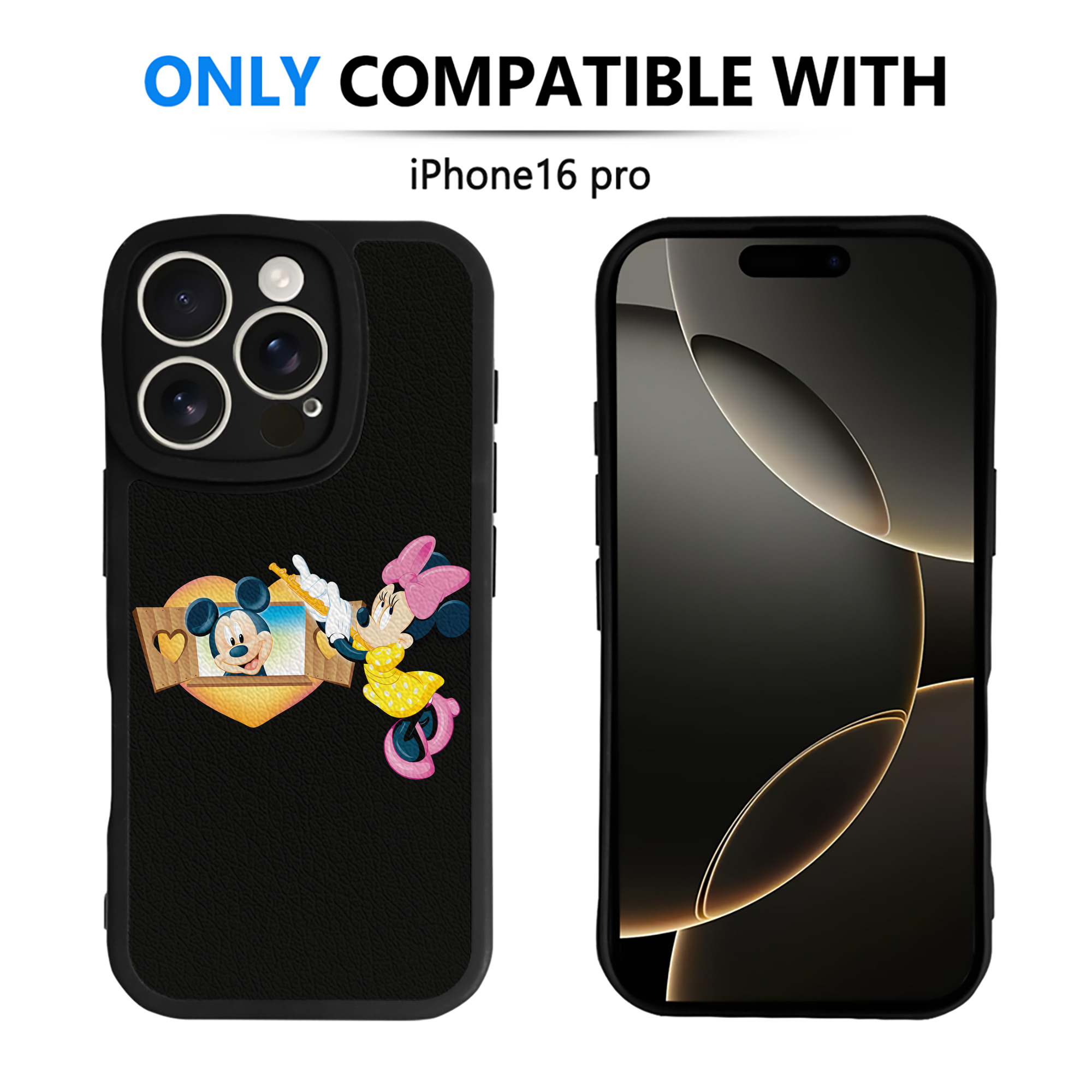（画像用） ミッキーマウス Mickey Mouse 【iPhone 16シリーズ対応】シリコンスマホケース（レザー調） 材質：シリコン
